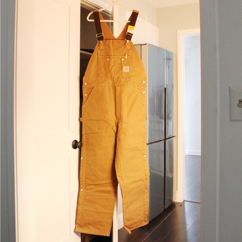 Carhartt R41 Quilt-Lined Zip-To-Thigh Duck Bib Overalls in Brown NWT Size 38X32 - Picture 5 of 12